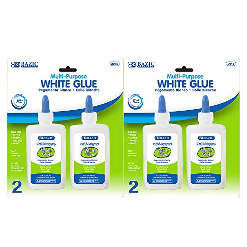 BAZIC White Glue 2.7 Oz. (80mL), All Purpose Adhesive Bond Photo DIY Craft Slime Making, for Office School Home Art Projects (2/Pack), 2-Packs