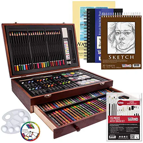 US Art Supply 162 Piece-Deluxe Mega Wood Box Art, Painting & Drawing Set that contains all the additional supplies you need to get started.