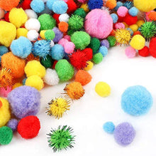 Load image into Gallery viewer, HEHALI 1000pcs Multicolor Pom Pom Balls, Assorted Sizes &amp; Colors Pompoms for Arts and Craft Making Decorations
