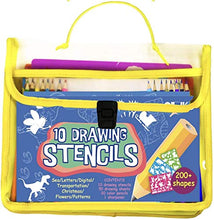 Load image into Gallery viewer, Ozziko Stencils for Kids - Arts and Crafts Kit w/ Number, Dinosaur, Animal, Alphabet Letter Stencils - Bonus Stencil Carrying Case Included to Hold Art Supplies
