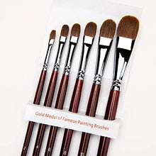 Load image into Gallery viewer, Red Pure Weasel Sable Hair Artist Brushes Filbert Brush Set For Acrylic Oil Gouche and Watercolor Painting Wooden Handle 6Pcs
