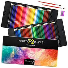 Load image into Gallery viewer, Magicfly Watercolor Pencils Set, 72 Professional Colored Pencils Set Premier Soft Lead with 2 Brushes &amp; Pencil Sharpener, Drawing Supplies for Adult Kids, Art Sketching Supplies for Coloring Books
