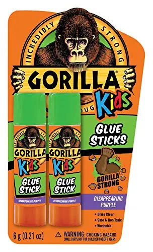 Gorilla Kids Disappearing Purple Glue Sticks, Two 6 gram Sticks, (Pack of 1)