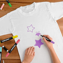 Load image into Gallery viewer, Super Markers 20 Unique Colors Dual Tip Fabric &amp; T-Shirt Marker Set-Double-Ended Fabric Markers with Chisel Point and Fine Point Tips - 20 Permanent Ink Vibrant and Bold Colors
