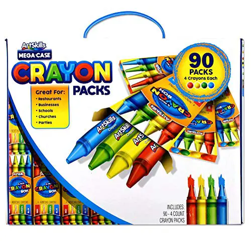ArtSkills Mega Case of Crayons, Back to School Supplies, 4 Primary Colors, 90 Packs