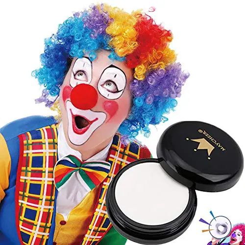 CCbeauty Special Effects White Clown Makeup White Face Paint Foundation Cream Compact Cosplay Gothic Vampire Zombie Concealer and Powder Puff
