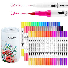 Load image into Gallery viewer, Ohuhu Art Markers Dual Tips Coloring Brush Fineliner Color Pens, 60 Colors of Water Based Marker for Calligraphy Drawing Sketching Coloring Book Bullet Journal Art Mother&#39;s Day Back To School Gifts
