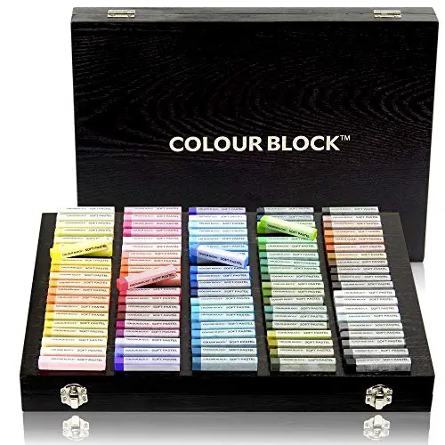 COLOUR BLOCK 100pc Soft Pastel Art Set in Wooden Case I Artist Grade Square Chalk Pastels I suitable for Beginners, Students, Experienced Artists For Homes or Art Class