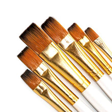 Load image into Gallery viewer, SEEFOUN Handmade Professional 6 Pcs Flat Paint Brushes Set, Wood Handle and Nylon Hair, Perfect for Acrylic, Oil, Watercolor and Gouache Painting, Nice Gift for Artists, Students &amp; Kids
