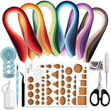 Load image into Gallery viewer, JUYA Paper Quilling Kits with 30 Colors 600 Strips and 8 Tools (Paper Width:3mm, Blue Tools)

