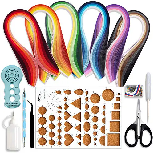 JUYA Paper Quilling Kits with 30 Colors 600 Strips and 8 Tools (Paper Width:3mm, Blue Tools)