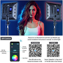 Load image into Gallery viewer, RGB LED Video Light, Photography Video Lighting kit with APP/Remote Control, 2 Packs Led Panel Light with Stand for Video Recording YouTube Studio CRI 95/ 2500K-8500K/ RGB Colors/ 29 Scenes
