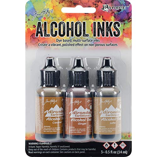 Ranger Adirondack Alcohol Ink 1/2-Ounce 3/Pkg, Cabin Cupboard, Caramel/Ginger/Latte (AAI-20691)