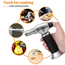 Load image into Gallery viewer, Sondiko Butane Torch, Refillable Kitchen Torch Lighter, Fit All Butane Tanks Blow Torch with Safety Lock and Adjustable Flame for Desserts, Creme Brulee, BBQ and Baking(Butane Gas Not Included)
