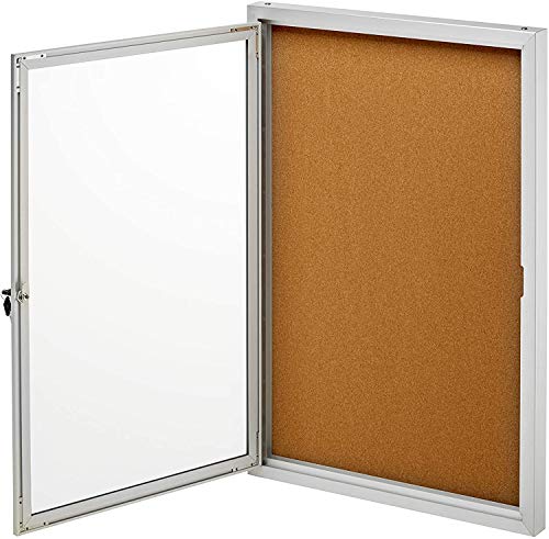 Adir Office Enclosed Bulletin Board - Single Door Locking Cork Board Display Board for Home, School, Office, and More. 24