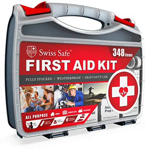 2-in-1 First Aid Kit (348-Piece) 'Double-Sided Hardcase' + Bonus 32-Piece Mini Kit: Perfect for Home & Workplace Safety [50 Person Kit]