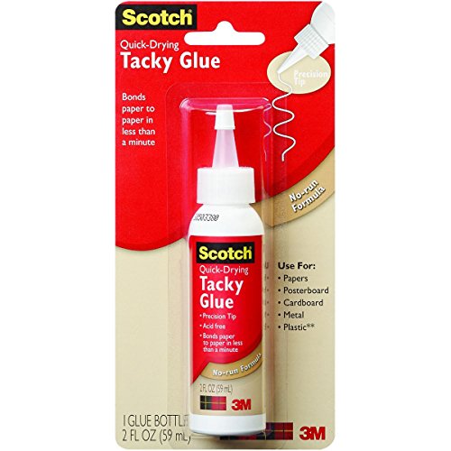 3M 6052 Tacky Glue,Quick Drying,Dries Clear,Nontoxic,Acid-free,2 oz (3 pack)