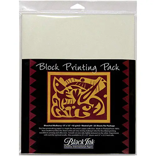 Black Ink Thai Mulberry Block Printing Paper Packs bleached mulberry