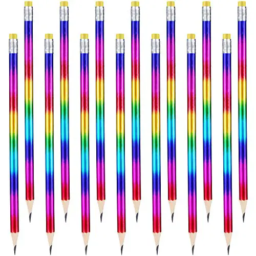 48 Pieces Rainbow Color Pencils Colorful Wood Pencils Bright Round Pencils with Eraser Top for Home Office School Classroom Supplies