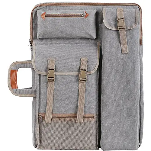 Tanchen 4K Canvas Artist Portfolio Carry Shoulder Bag Multifunctional Drawboard Bags for Drawing Sketching Painting (Gray)