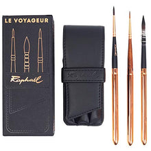 Load image into Gallery viewer, Le Voyager Black Wallet Set by Raphael, Includes 3 Travel Brushes: Soft Aqua Round 6, Soft Aqua Lavis 3 and Precison Round 6 (25-138123-03)
