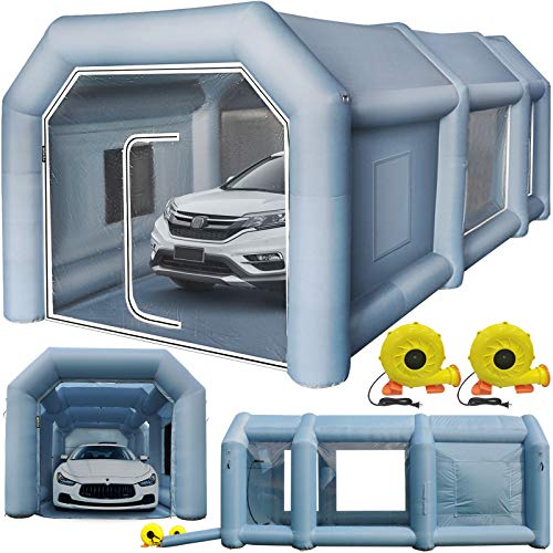 Happybuy Inflatable Paint Booth 26x13x10ft with 2 Blowers Inflatable Spray Booth with Filter System Portable Car Paint Booth for Car Parking Tent Workstation
