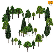 Load image into Gallery viewer, peony man 40 Pieces Model Trees -1.57 - 5.90 inch Mixed Model Tree Train Trees Architecture Diorama Ho Scale Model Trees for DIY Crafts or Building Model (Natural Green)
