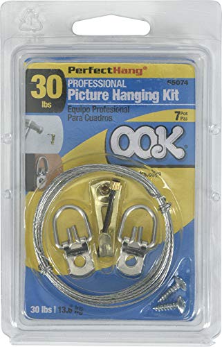 OOK 535640 Professional Picture Hanger Kit, Art Hangers, Brass, Reusable Picture Hooks, 30lb (7 piece kit)