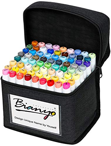 Bianyo Classic Series Alcohol-Based Dual Tip Art Markers（Set of 72,Travel Case with a Designable Card)