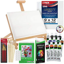 Load image into Gallery viewer, US Art Supply 33 Piece Custom Artist Acrylic Painting Set with Table Easel, Paint, Canvas and Accessories
