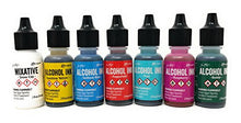 Load image into Gallery viewer, Alcohol Ink Set 7 Bottle Collection of Ranger Tim Holtz Alcohol Inks for Paper, Resin Epoxy Tinting, Petri Dish Making, 15ml/0.5-Ounce Alcohol Based Ink Each, Vibrant Colors and Metallic Mixitives

