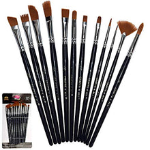 Load image into Gallery viewer, Crafts 4 All Paint Brushes Set Professional Fine Round Pointed Nylon Artist Brush Tips for Acrylic Watercolor and Oil Painting Professional - Set of 12

