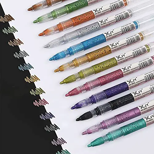 Metallic Marker Pens, Penne Metallici Marker 8 Colors Ideali per DIY Carte,Album Foto,Libri per La Colorazione Adulti USA su Vetro Metallo Ceramica Pietra Legno (8 colors)