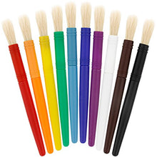 Load image into Gallery viewer, US Art Supply 10 Piece Large Round Chubby Hog Bristle Children&#39;s Tempera and Artist Paint Brushes
