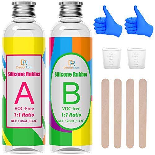 Silicone Mold Making Kit - Liquid Translucent Silicone Rubber for Silicone Mold Making, DIY Epoxy Resin Mold - Easy 1:1 Mixing Ratio Silicone for Casting, Jewelry Making, Manual, Craft - 10.6oz/240ml
