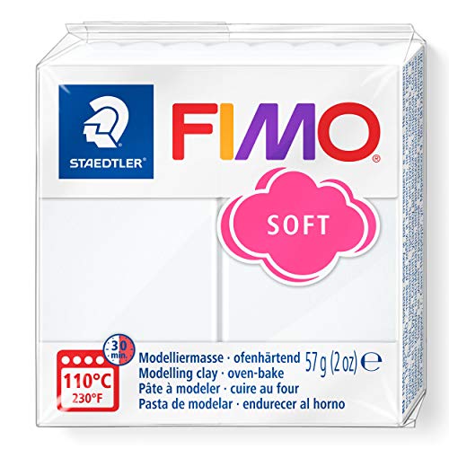 Staedtler FIMO Soft Polymer Clay - -Oven Bake Clay for Jewelry, Sculpting, Crafting, White 8020-0