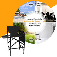Load image into Gallery viewer, Mefeir 30&quot; Tall Director Chair Black Folding with Side Table Storage Bag,Portable Makeup Artist Bar Height, Aluminum Frame 300 lbs Capacity, 33.8&quot; L x 19.2&quot; W x 45.6&quot; H
