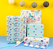 Load image into Gallery viewer, WRAPAHOLIC Birthday Wrapping Paper Roll - Unicorns and Celebration Banners Set for Party, Celebrating, Baby Shower Present Packing - 4 Rolls - 30 inch X 120 inch Per Roll
