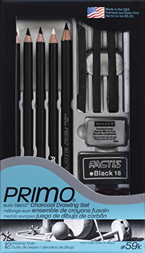 General's Primo Charcoal Deluxe Drawing Set, Set of 12