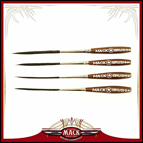 Set of 4 Sizes 000-2 Series Long Bob Pinstriping Scrolling Brush Black Synthetic & Blue Squirrel 1 3/4