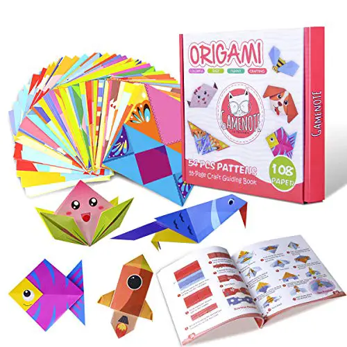 Gamenote Colorful Kids Origami Kit 118 Double Sided Vivid Origami Papers 54 Origami Projects 55 Pages Instructional Origami Book Origami for Kids Adults Beginners Training and School Craft Lessons
