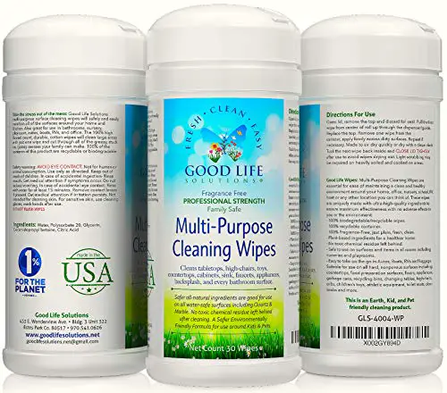 All Natural Surface Cleaning Wipes - 100% Made In the USA, Kitchen, Bathroom, Nursery, Auto, Office, RV, Boat - Earth Friendly, Plant-Based Ingredients, Durable All Cotton, Fabric, Compostable, Biodegradable. 1- 30 COUNT CANISTER
