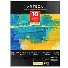 Load image into Gallery viewer, Arteza 9x12” Canvas Pad, 10 Sheets, 100% Cotton, Primed with Acid-Free Gesso, Glue-Bound Pad of Canvas Paper for Acrylic Painting or Oil Paint, Ideal for Painting and Mixed Media
