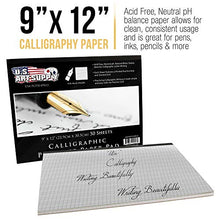 Load image into Gallery viewer, U.S. Art Supply (Pack of 2 Pads) - 9&quot; x 12&quot; Premium Calligraphic Practice Paper Pad, 19 Pound Bond (70gsm), Pad of 50-Sheets, Calligraphy Paper with Printed Practice Rule and Slanted Grid
