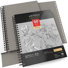Load image into Gallery viewer, Arteza 9X12&quot; Gray Toned Sketch Pad, Pack of 2, 100 Sheets (80lb/120 GSM), Spiral-Bound, 50 Sheets Each, Heavyweight Acid-Free Paper, Perfect for Graphite &amp; Colored Pencils, Chalk, Charcoal, Gel Pens,
