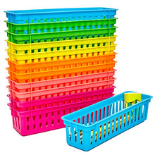 Load image into Gallery viewer, 12-Pack Classroom Pen and Pencil Organizer, Small Basket Trays, Assorted Colors, 10 x 3 x 2.5 Inches
