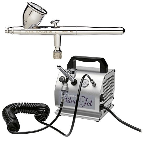 Iwata Revolution (R 4500) CR Airbrush with IS-50 Silver Jet Air Compressor