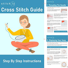 Load image into Gallery viewer, Stitch.ly Cross Stitch Kits Beginner. 5 Cross Stitch Patterns. Anxiety Relief. Designed in Ireland. 3 Embroidery Hoops. Instruction Guide Included
