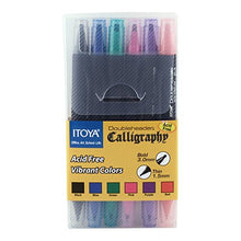 Load image into Gallery viewer, ProFolio by Itoya, Double Header Calligraphy Marker, 1.5mm and 3mm Chisel Tips - Assorted Colors, Set of 6
