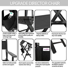 Load image into Gallery viewer, mefeir 31&quot; Height Tall Director Chair Folding Artist Makeup with Replacement Cover, Storage Side Bags, Portable Footrest, Support 250 lbs,Solid Hardwood &amp; Polyester Black
